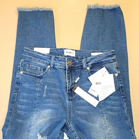 William Rast High Rise Slim Straight Distressed Wash Jeans - Picture 7 of 14